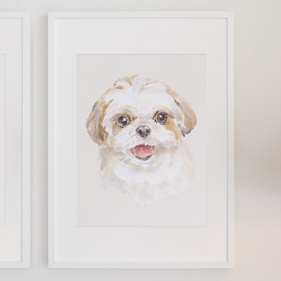 Watercolor Shih Tzu Dog Wall Art Illustration Print Poster Card Unframed - Picture 7 of 7